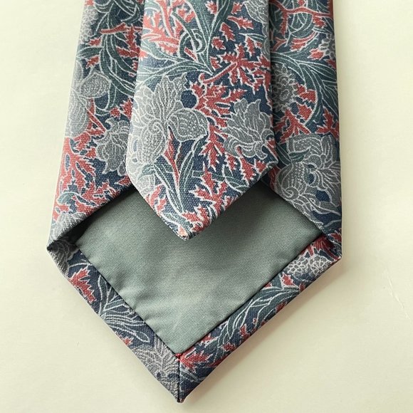 Vintage Rome Silk Men's Necktie Floral Print Blue Gray Red Neckwear - Picture 8 of 9